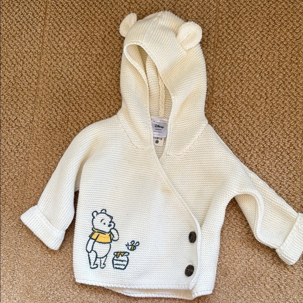 Hanna Andersson Disney Hooded Baby Cardigan with Pooh Bear Design